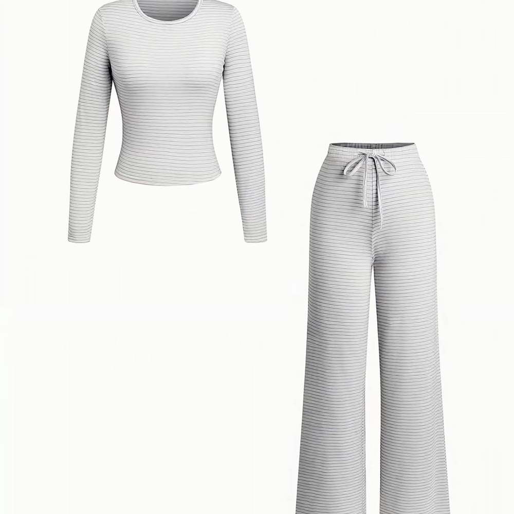 Women's Gray Striped Sleepwear Set